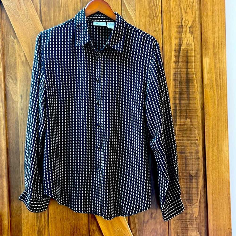 100% silk navy blouse